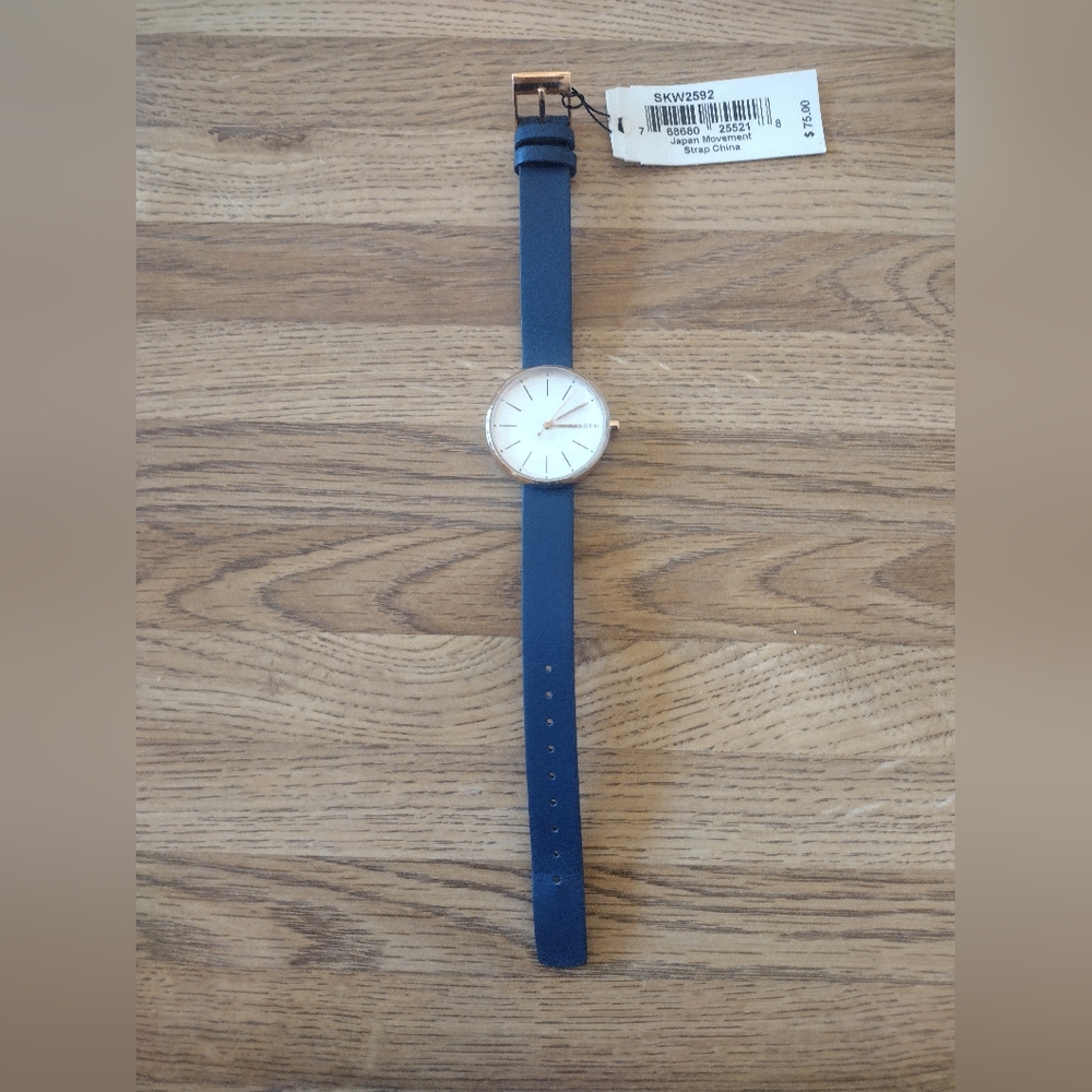 Women's Skagen SKW2592 Signatur Blue Leather 30MM Quartz Watch - Picture 2 of 5